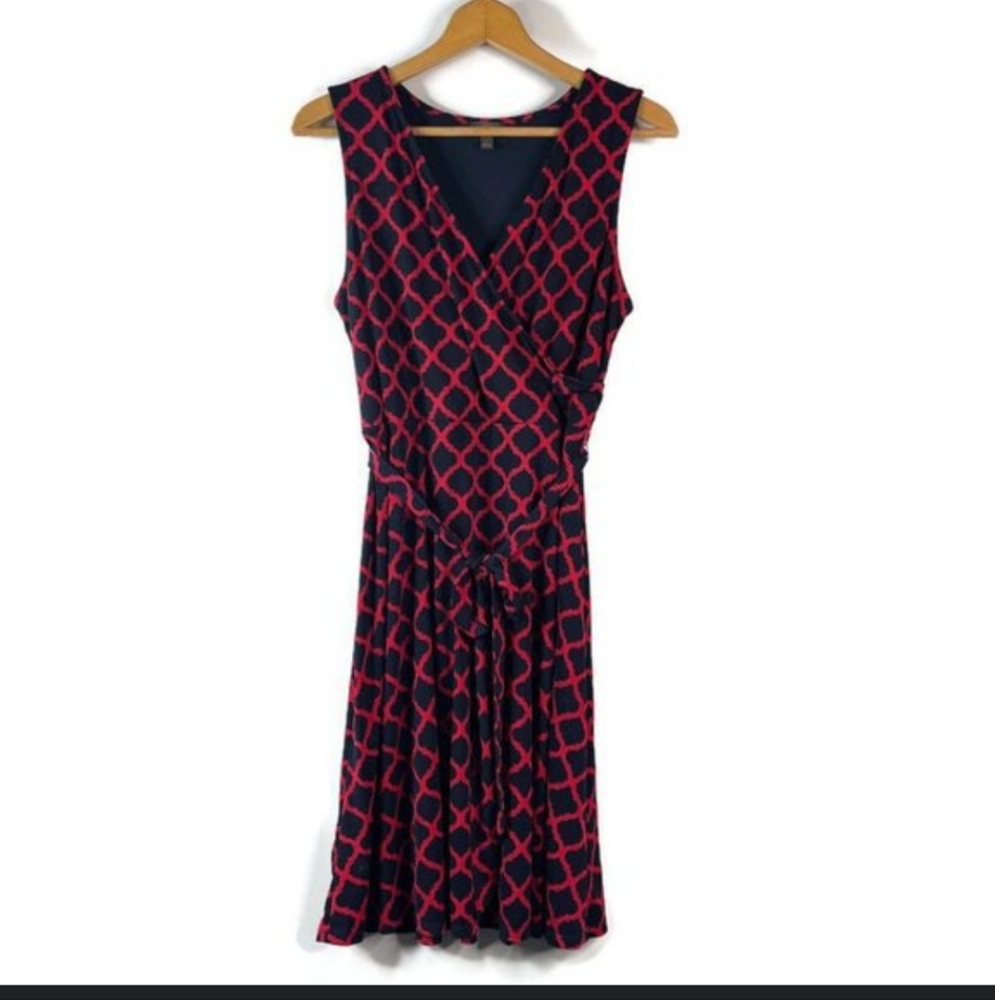 41 Hawthorn Navy and Red Geometric Dress